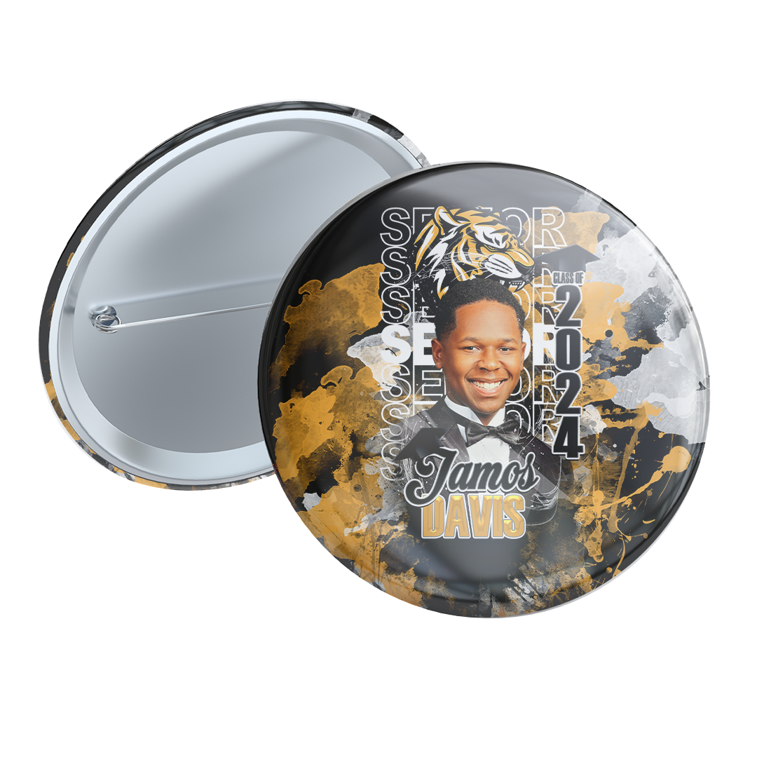 Graduation 2024 Custom Button Black Gold