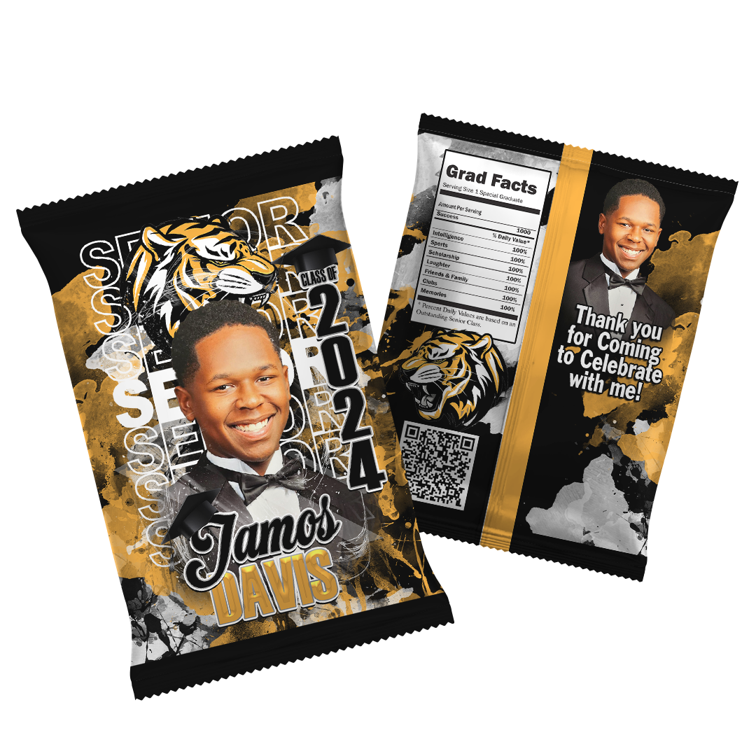 Graduation 2024 Custom Chip Bag Black Gold