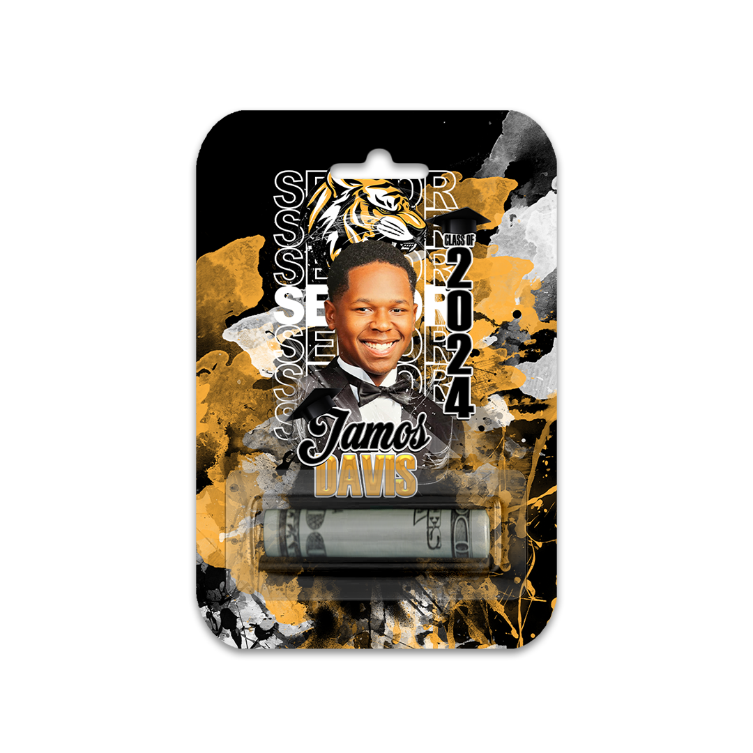 Graduation 2024 Custom Money Card Holder Black Gold