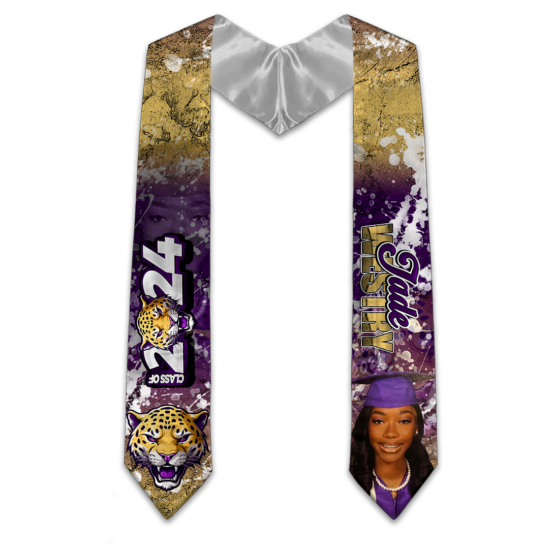 Senior 2024 Graduation Personalized Photo Stole Purple