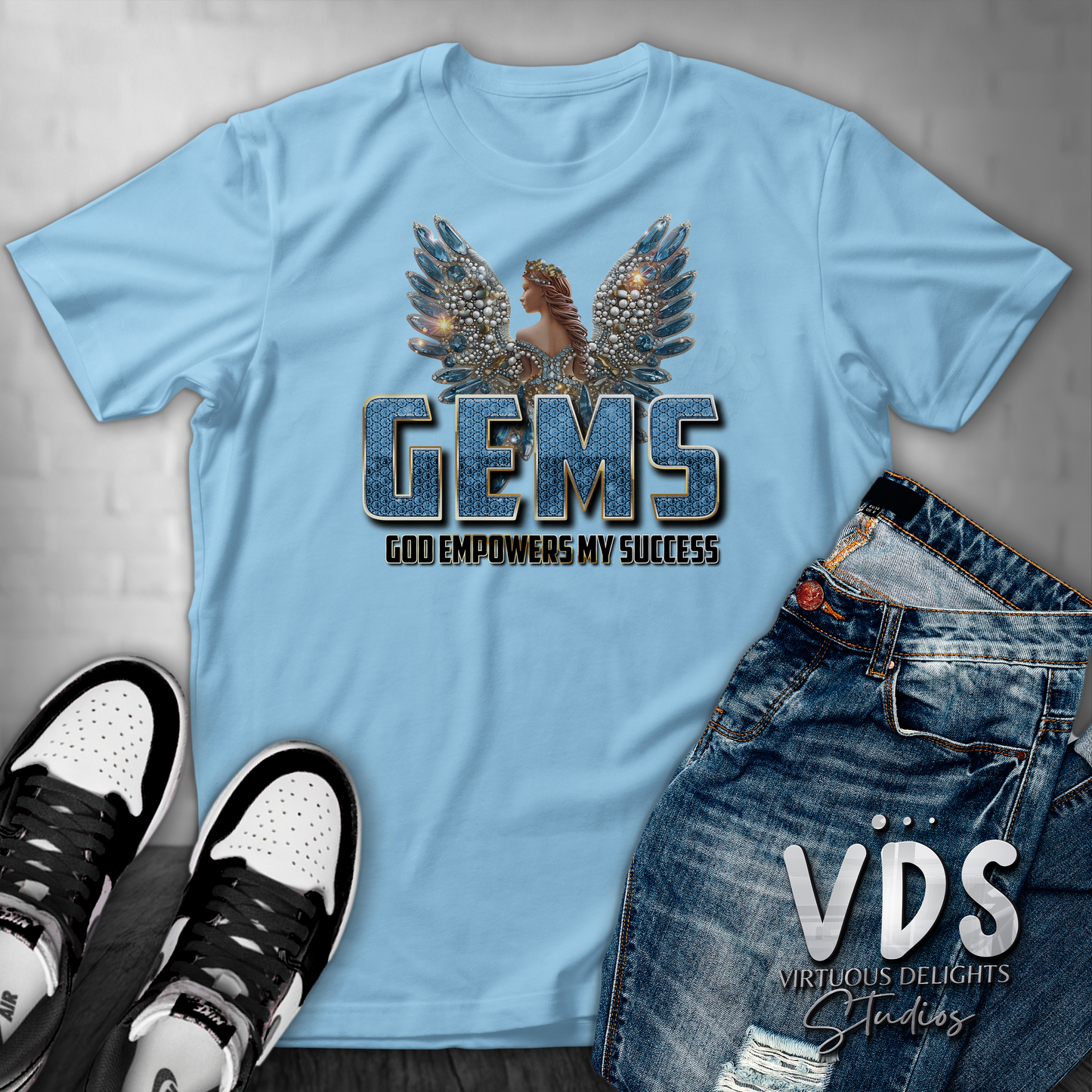 GEMS Empowered T-Shirt DTF light blue