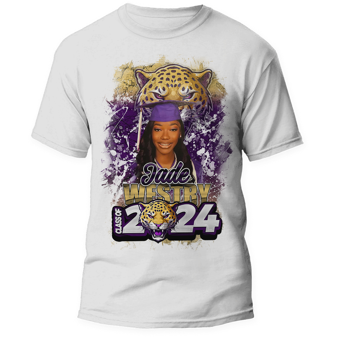 Graduation 2024 Senior Custom Photo Shirt Purple Yellow