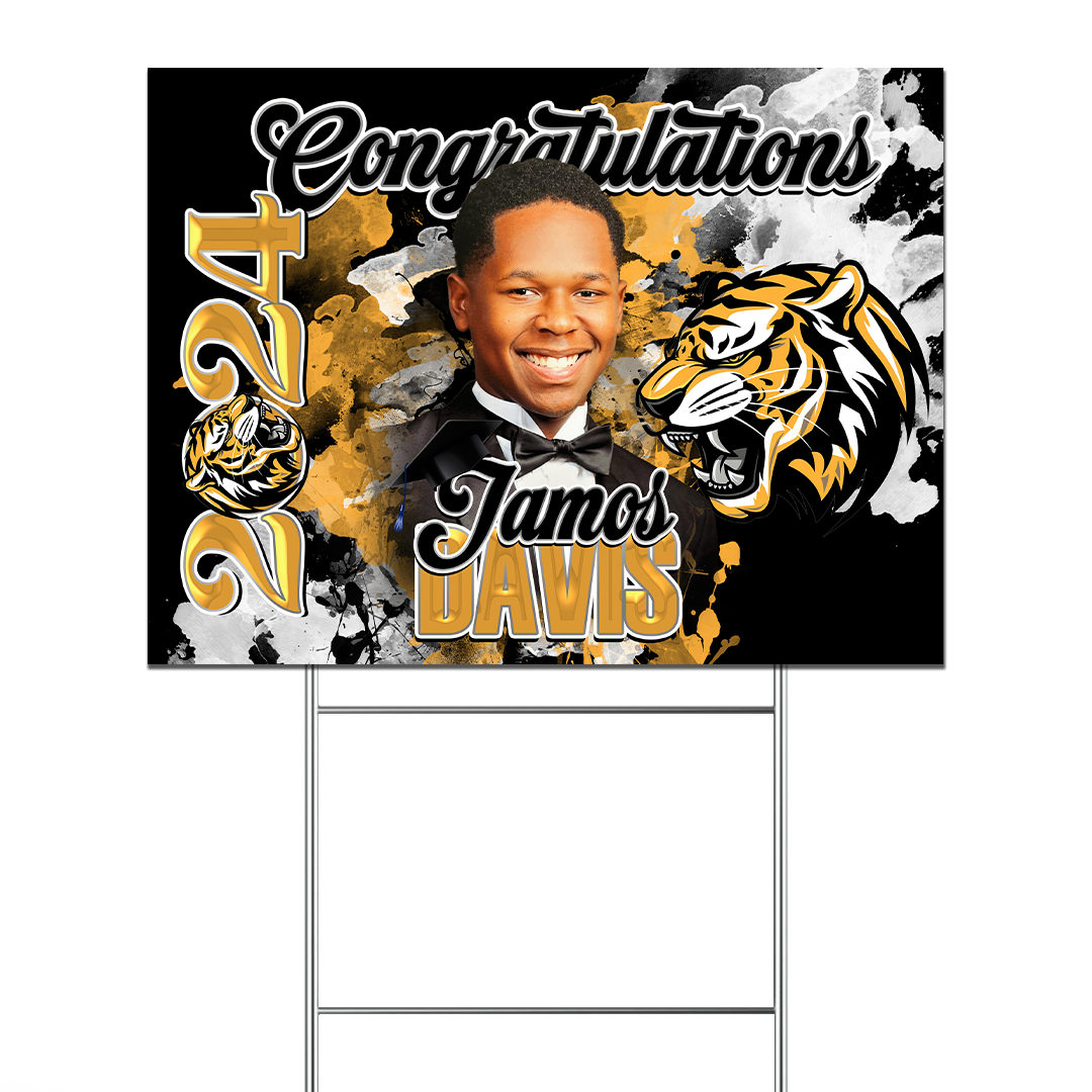 Graduation 2024 Custom Yard Sign Black Gold