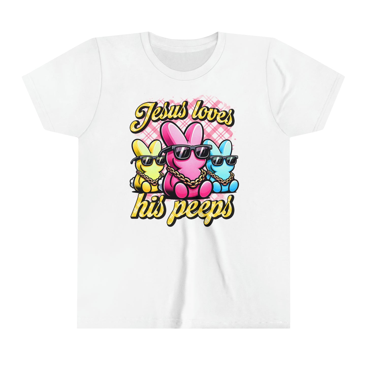 Jesus Loves His Peeps Funny Cute Easter Youth Shirt