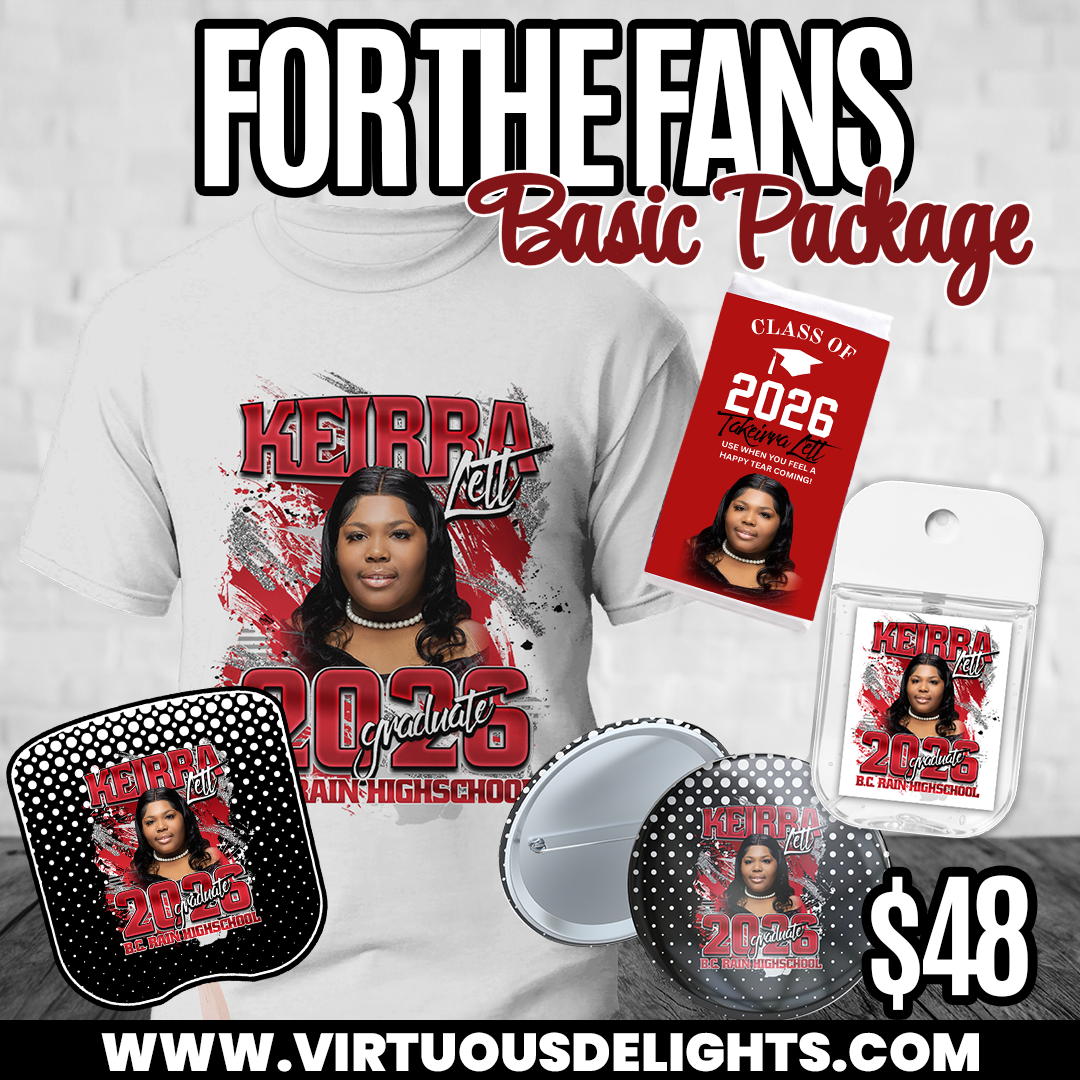 For the Fans Basic Graduation Bundle š | Parent Grad Package | T-Shirt, Fan, Button Pin & More