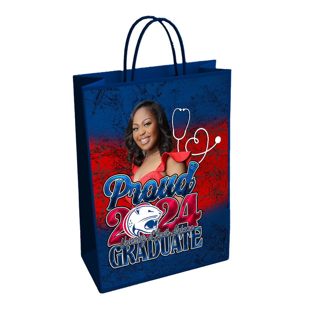 Graduation 2024 Custom Gift Bag Red White Blue