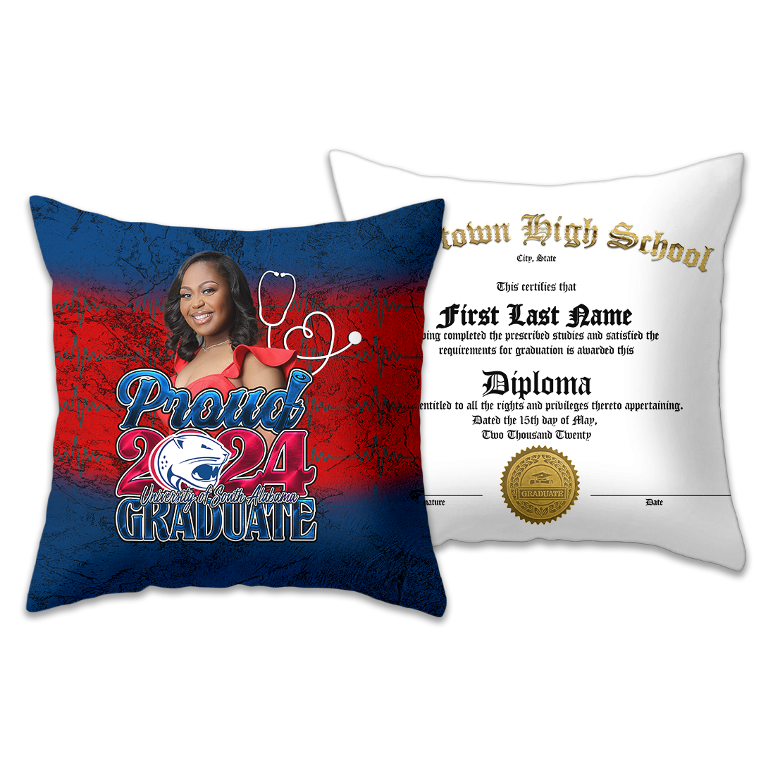 Graduation 2024 Custom Pillow Red White Blue