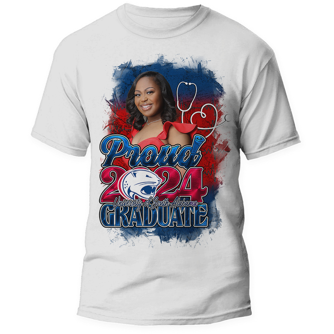 Graduation 2024 Senior Custom Photo Shirt Red White Blue