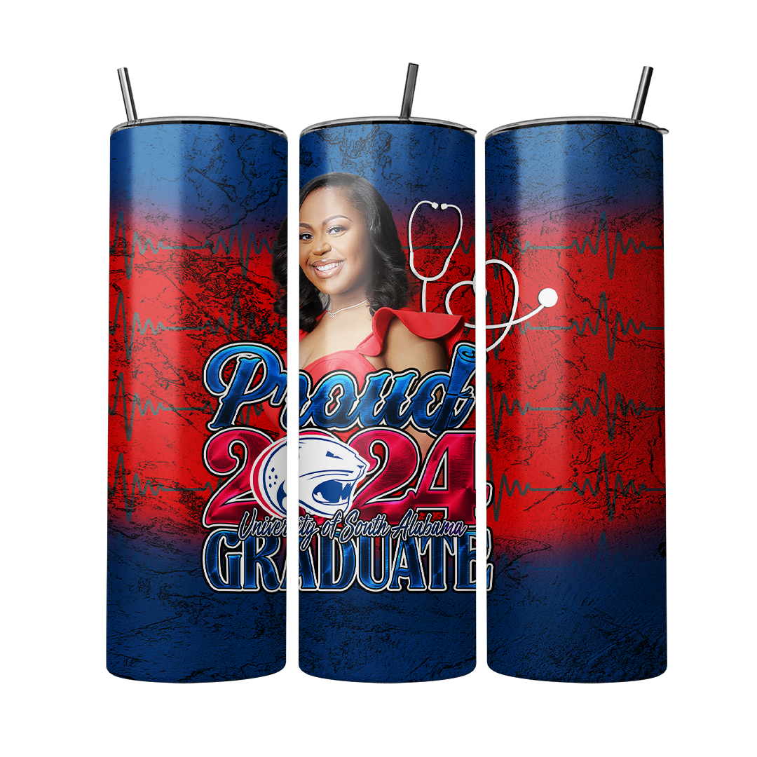 Graduation 2024 Custom Tumbler Red White Blue