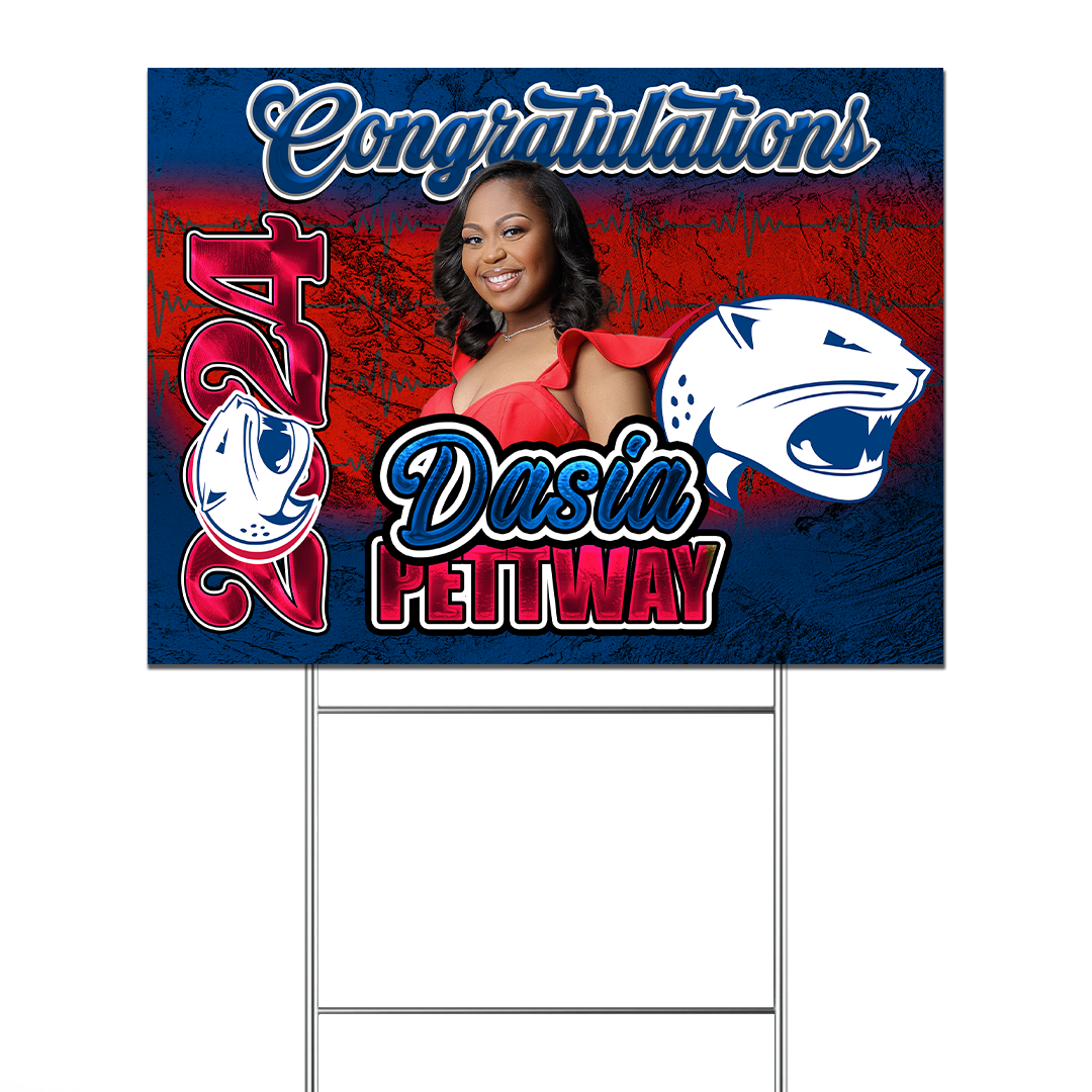 Graduation 2024 Custom Yard Sign Red White Blue