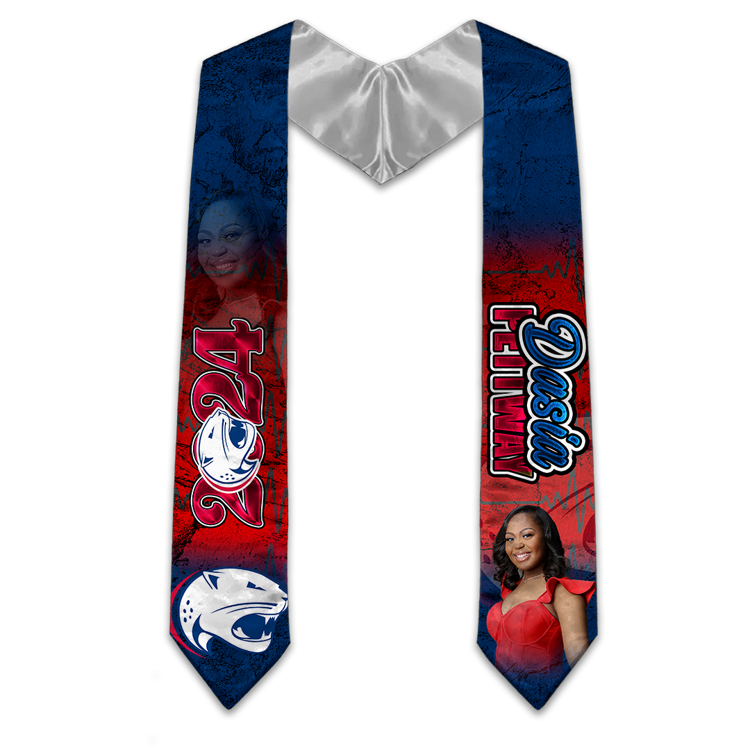 Senior 2024 Graduation Personalized Photo Stole Red White Blue