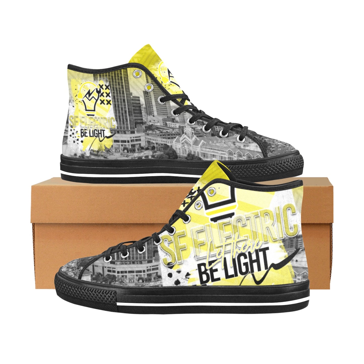 SF Electric City Scape Grunge Women's Canvas Shoes