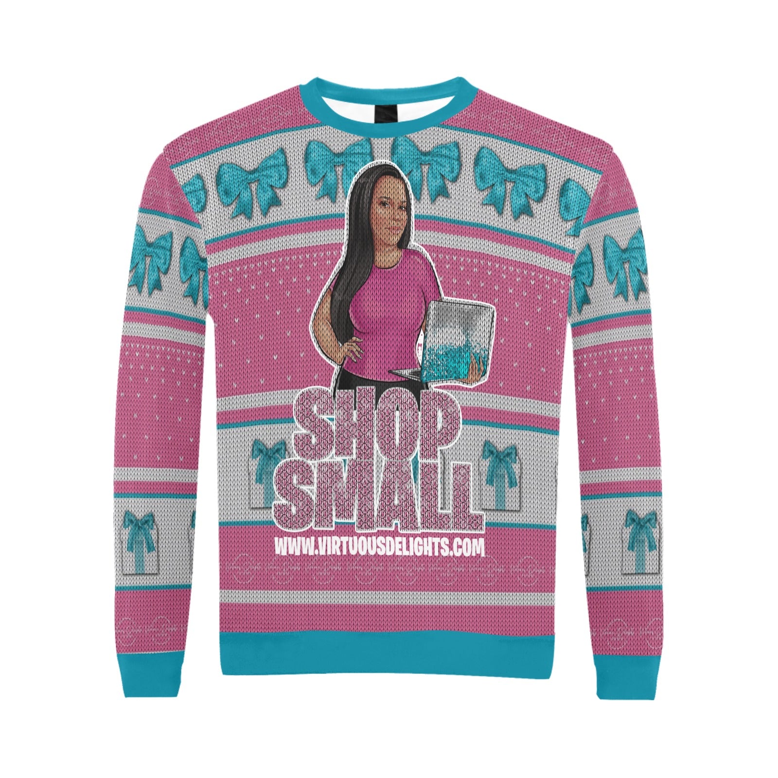 Ugly Christmas Sweater All Over Print Crewneck Sweatshirt Shop Small