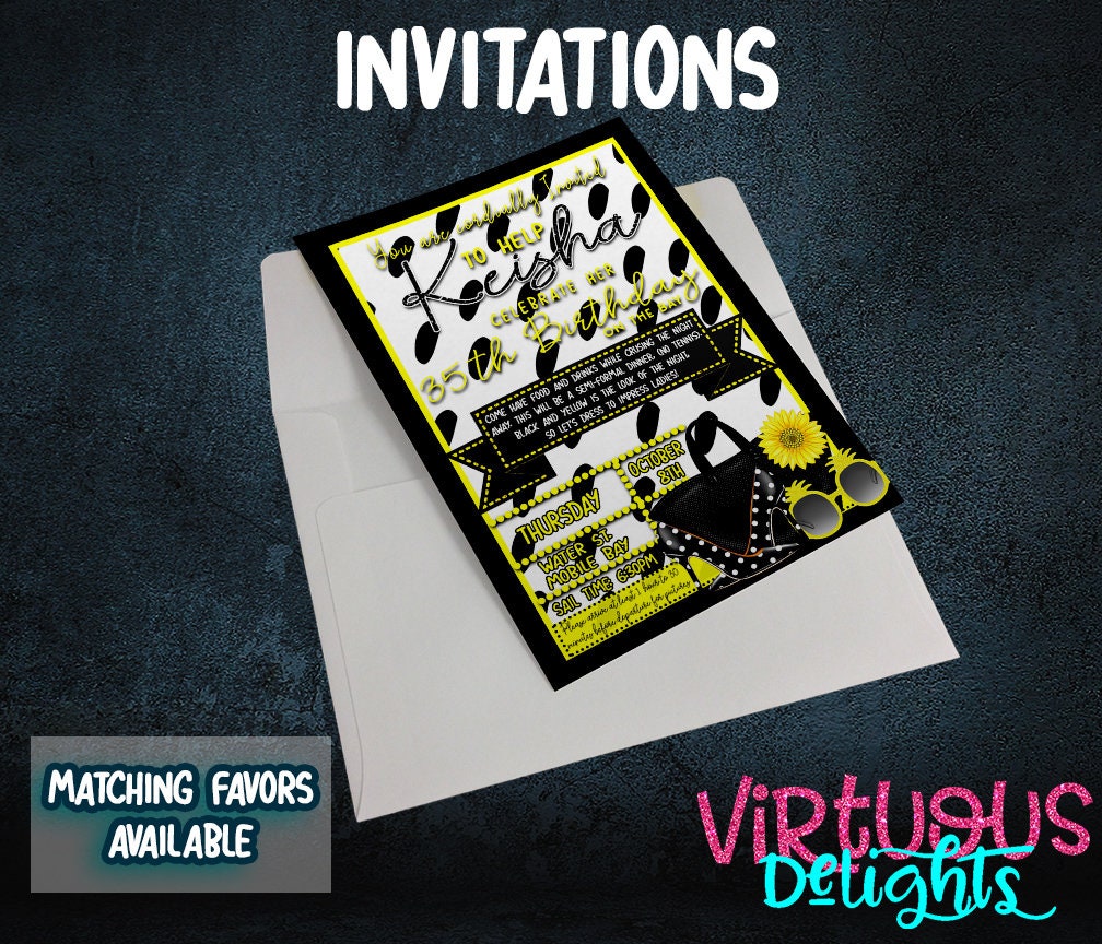 Yellow and Black Birthday Invitation
