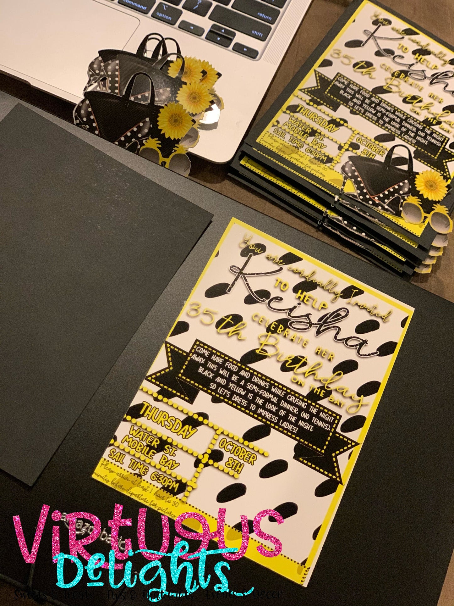 Yellow and Black Birthday Invitation