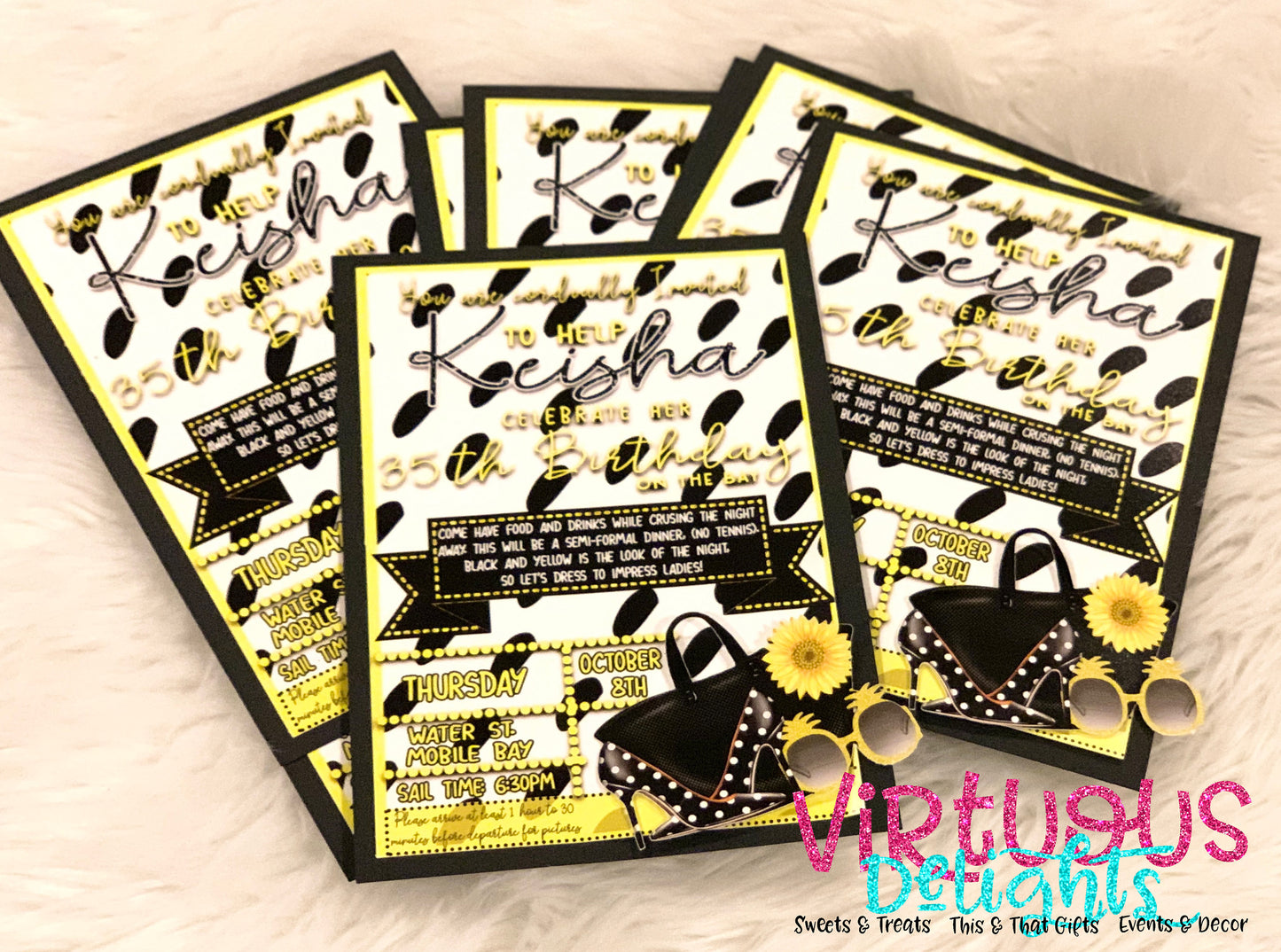 Yellow and Black Birthday Invitation