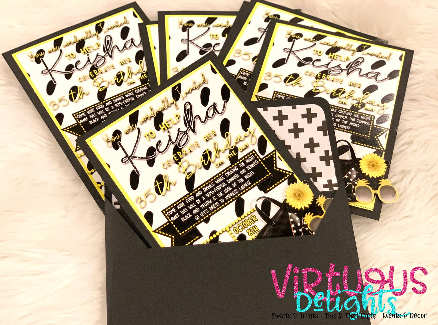 Yellow and Black Birthday Invitation