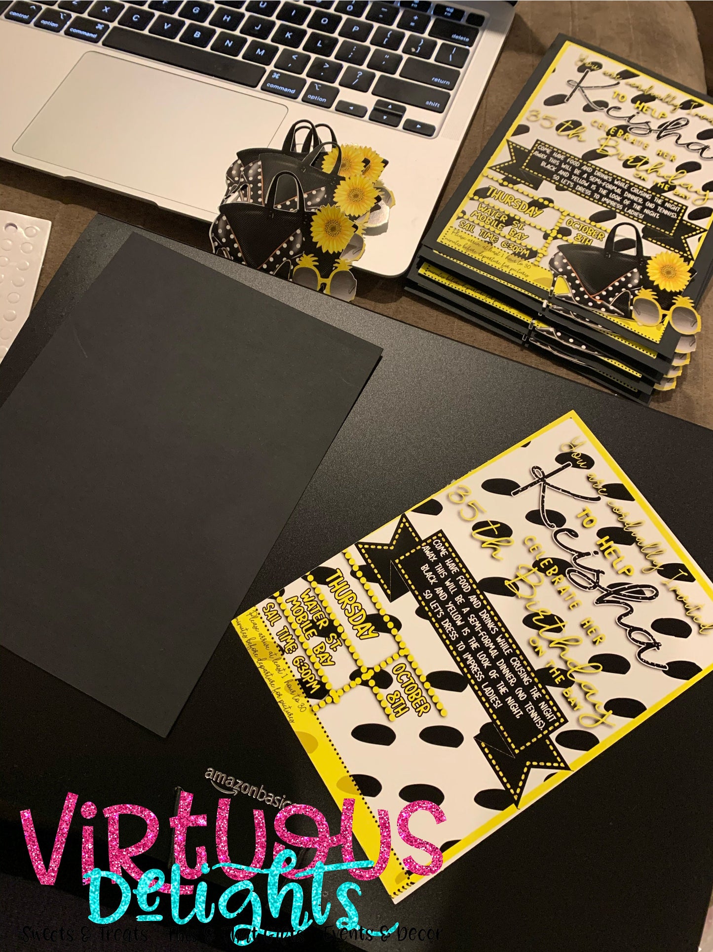 Yellow and Black Birthday Invitation