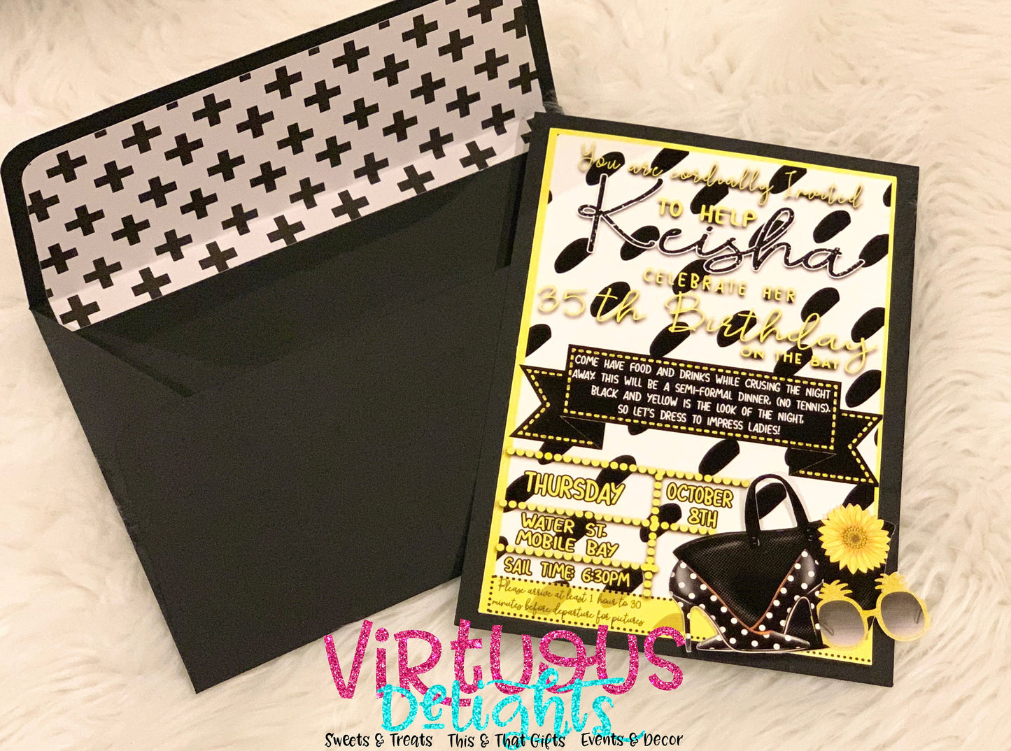 Yellow and Black Birthday Invitation