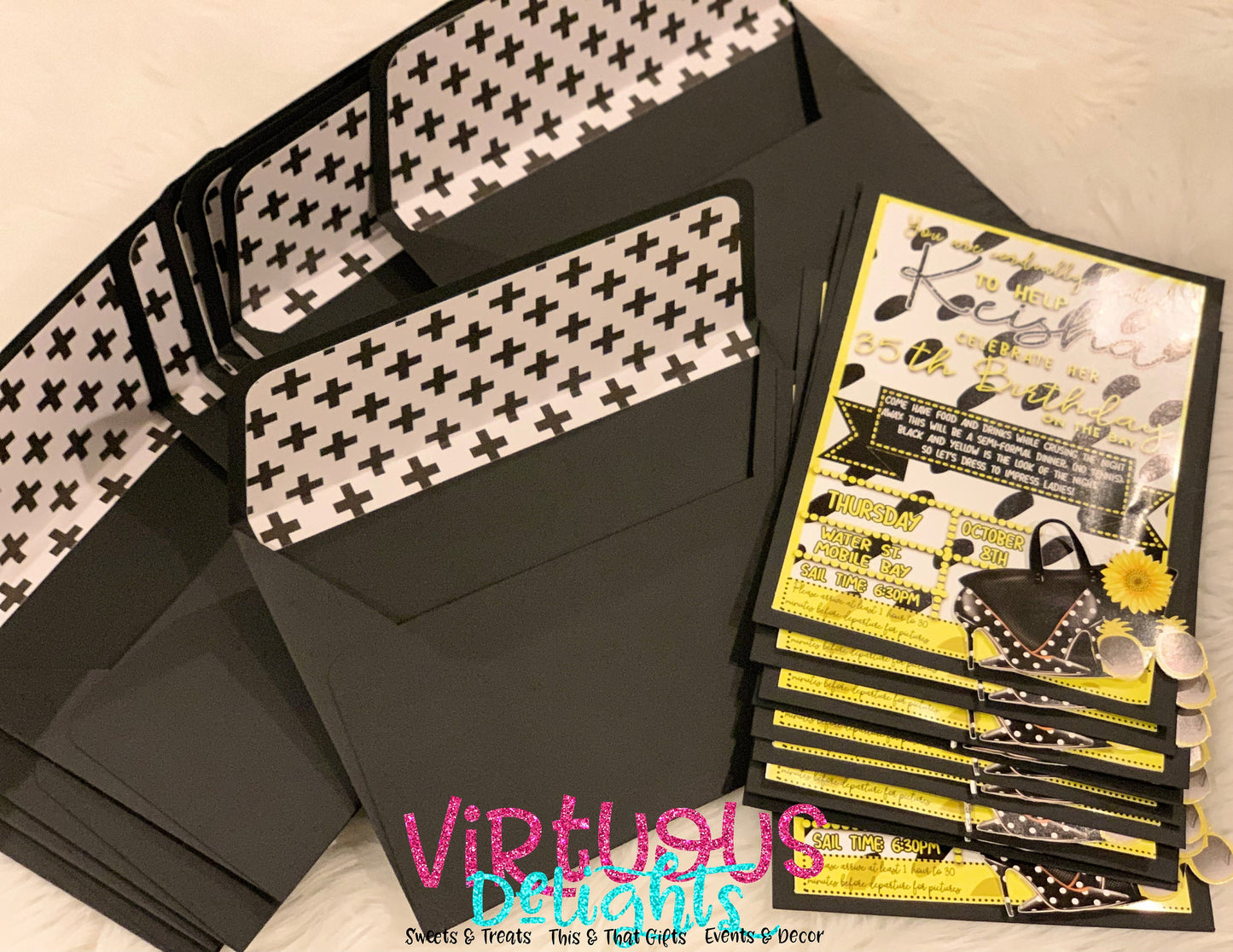 Yellow and Black Birthday Invitation
