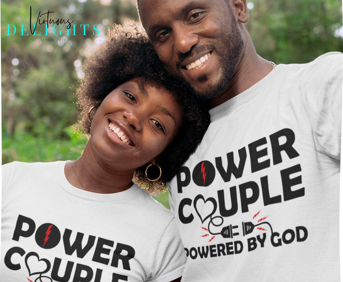 Power Couple powered by God for couples T-Shirt