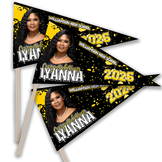 Custom Graduation Pennant Flag 🎓 | Personalized Senior Banner | Class of 2026 Graduation Decor