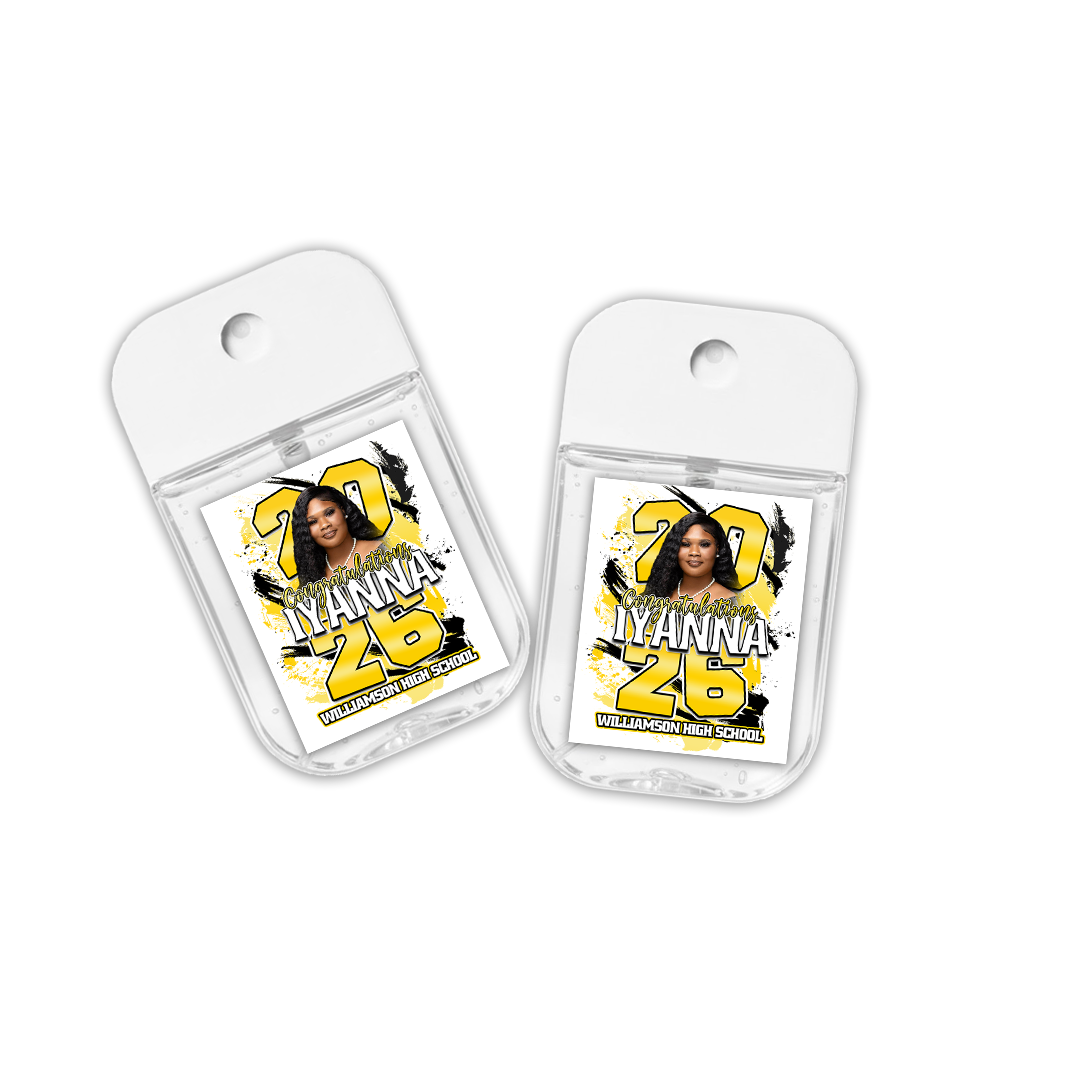 Custom Graduation Hand Sanitizer Spray 🎓 | Personalized Senior Favor | Class of 2026 Grad Gift