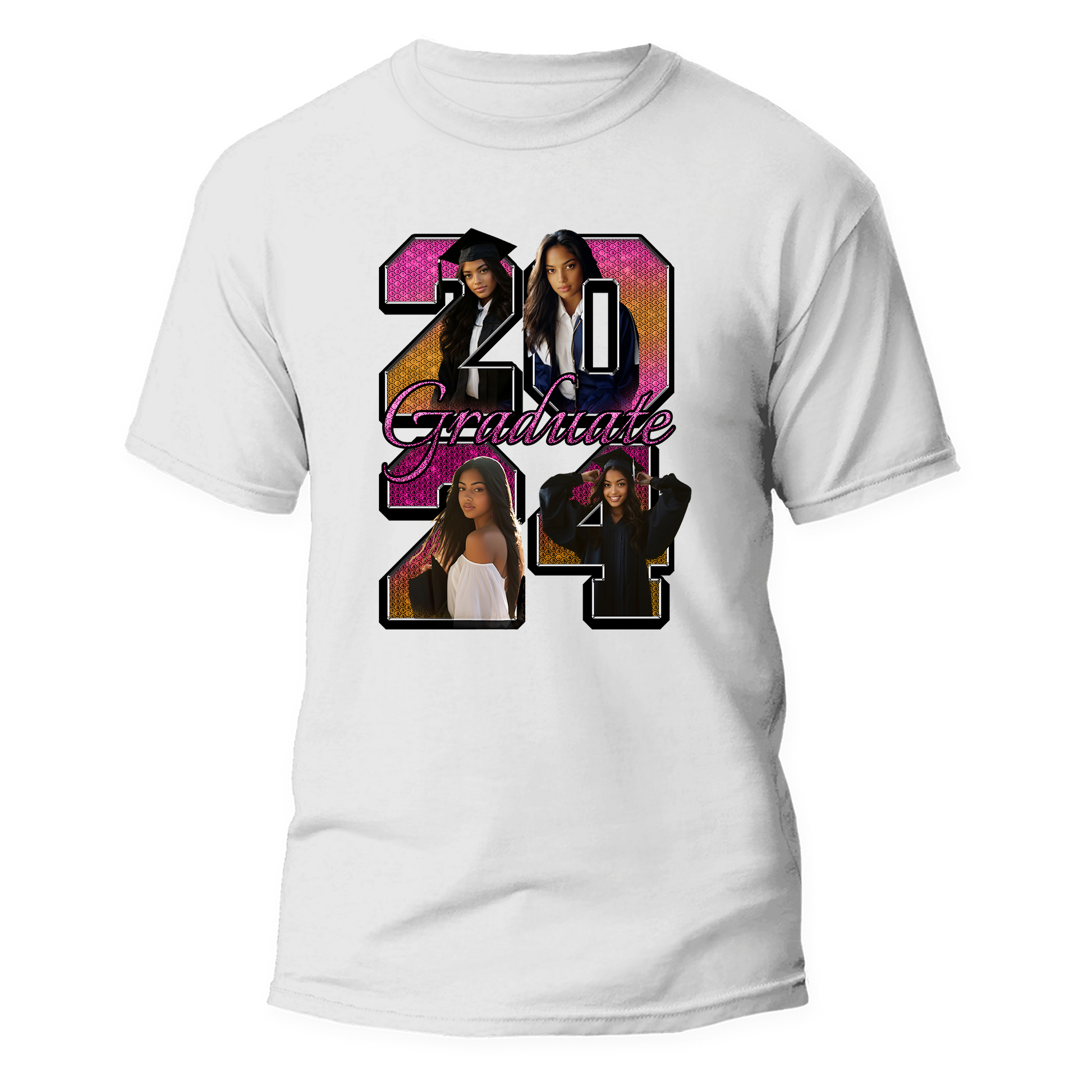 Graduation 2024 Personalized Custom Photo Pop Number Shirt