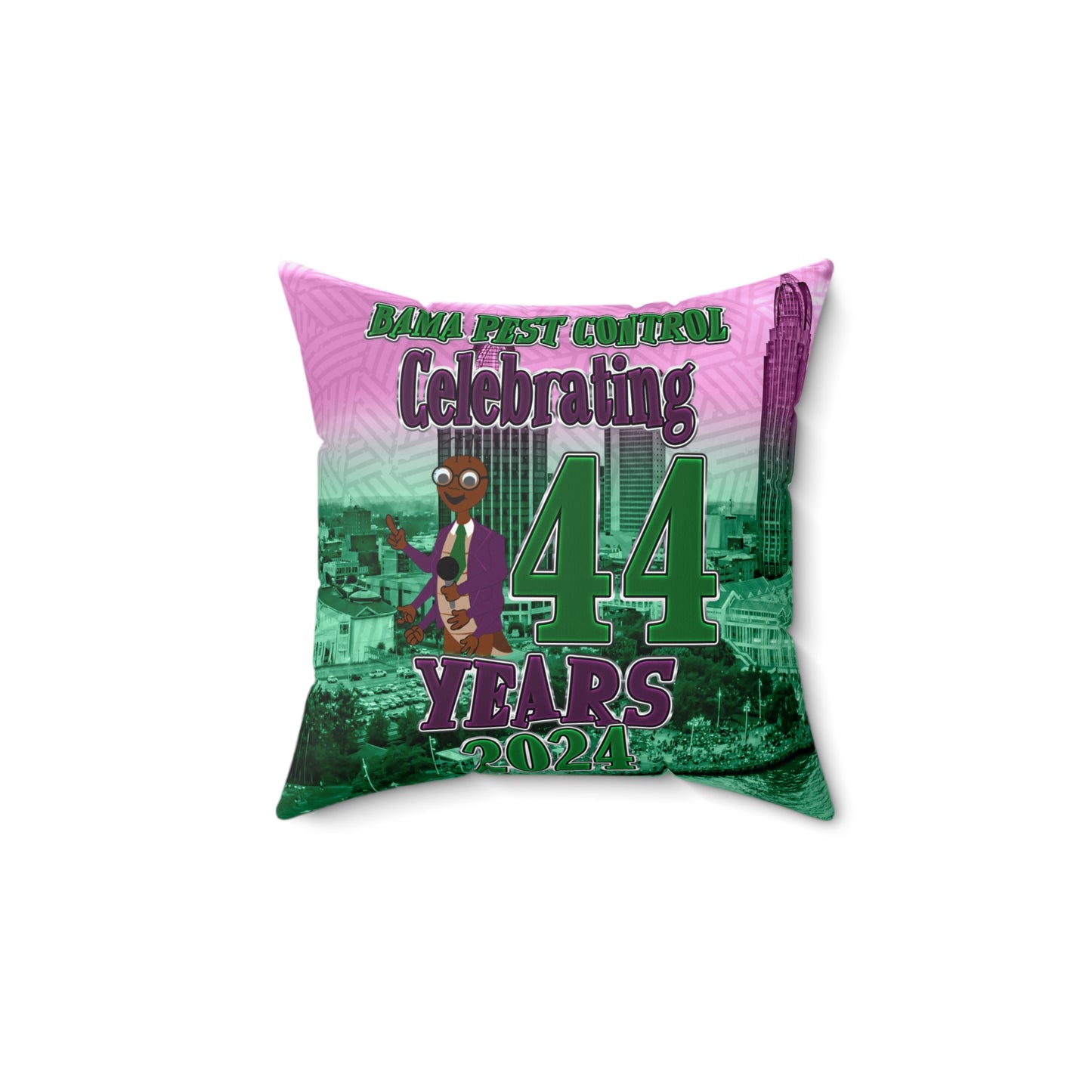 Pest Control Celebrating 44 Years in Business Polyester Square Pillow