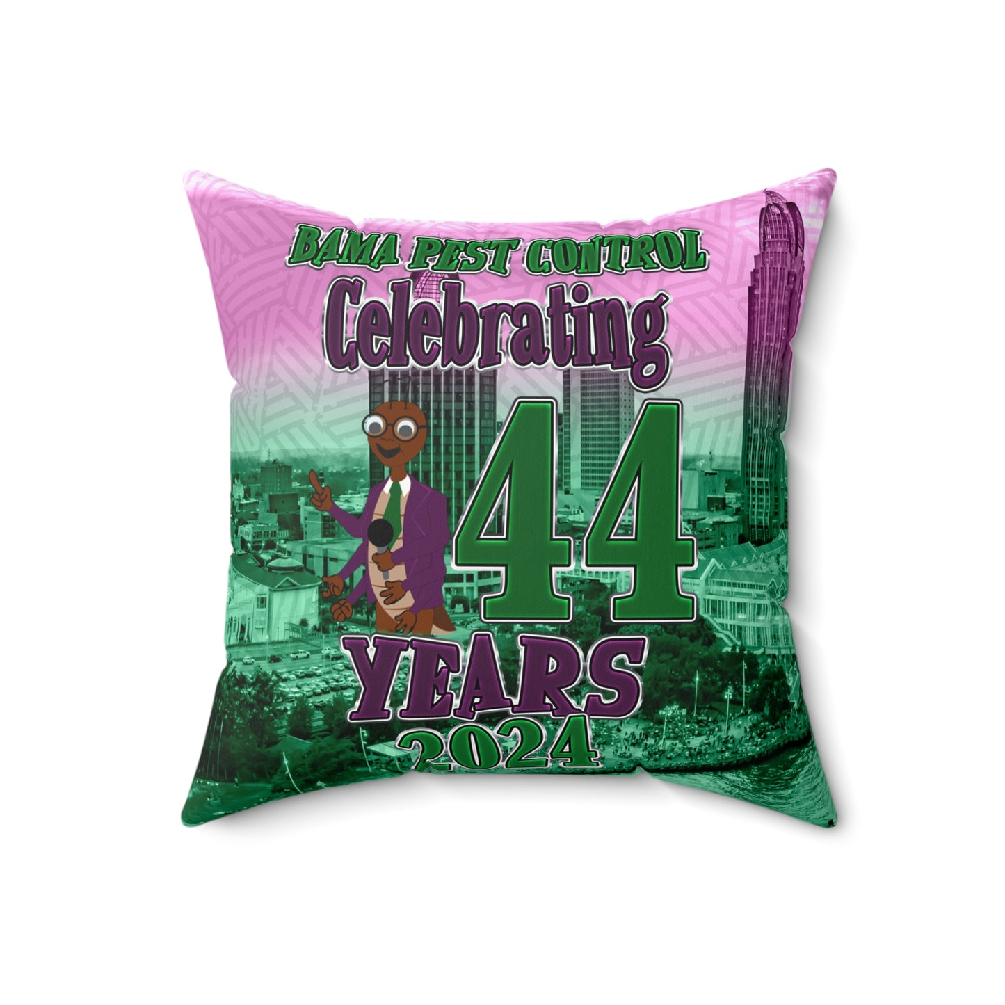 Pest Control Celebrating 44 Years in Business Polyester Square Pillow
