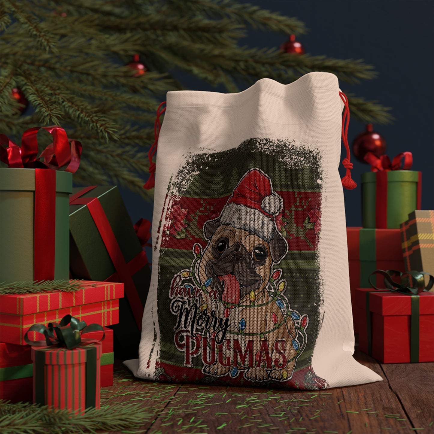 Have A Merry Pugmas Christmas Santa Sack