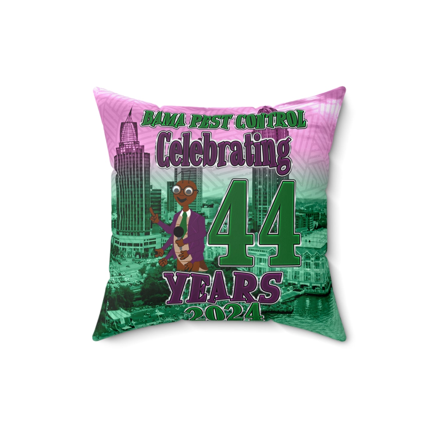 Pest Control Celebrating 44 Years in Business Polyester Square Pillow