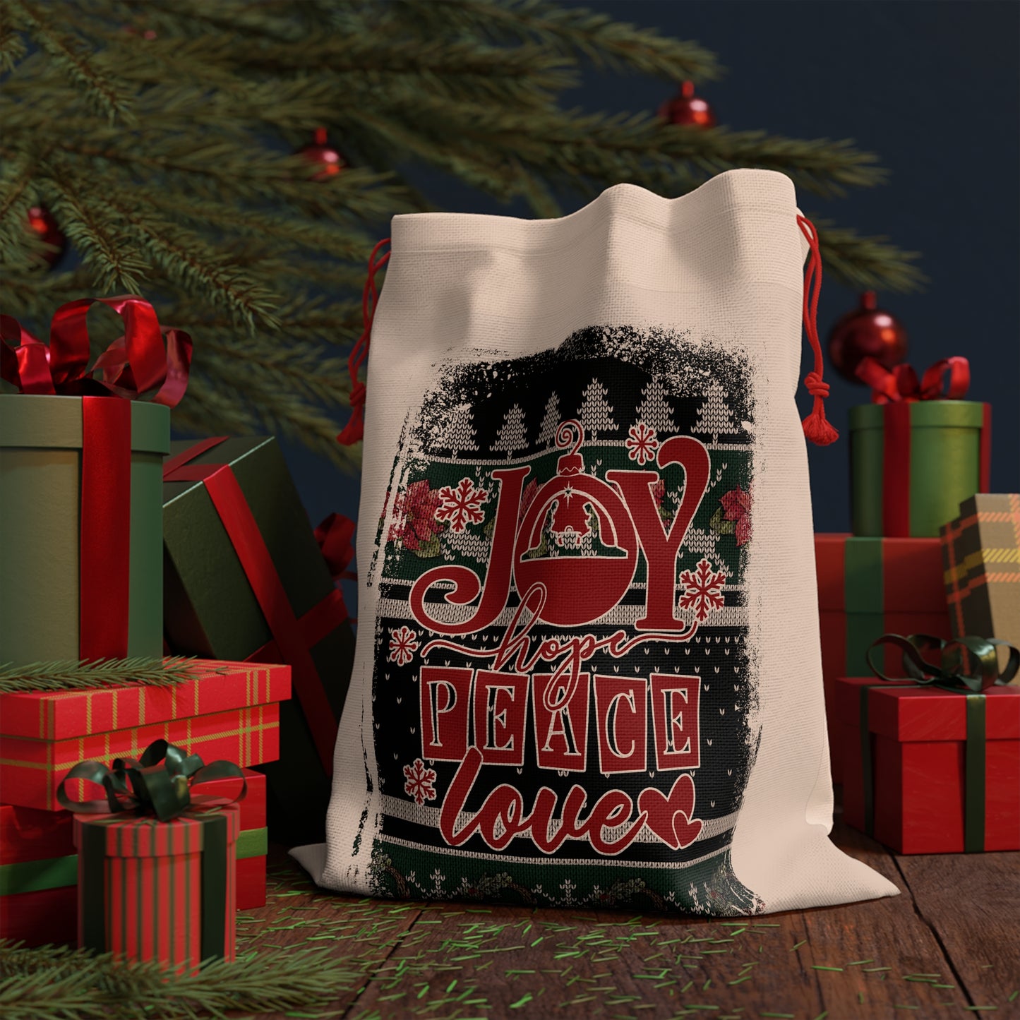 Joy Hope Peace Love Santa Sack