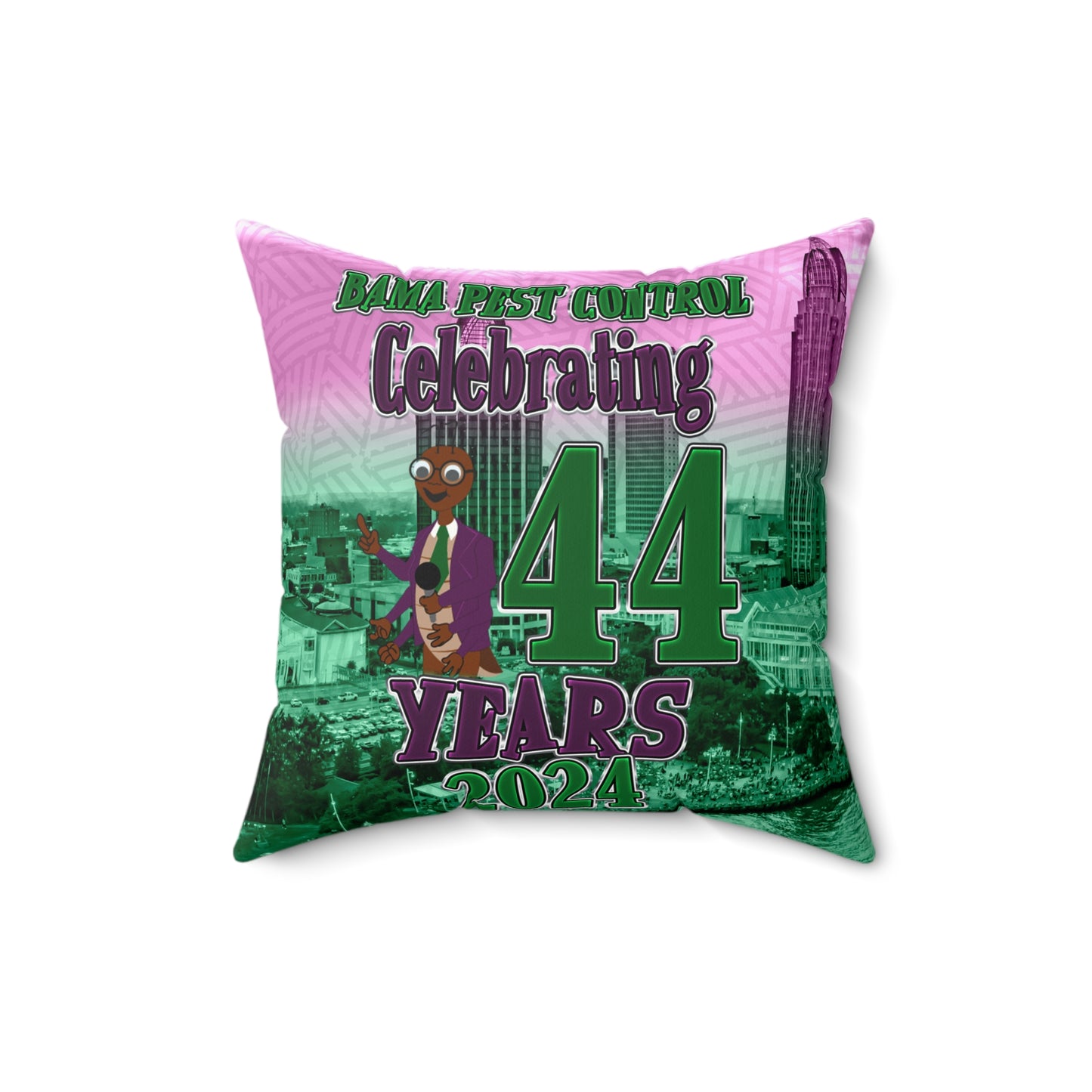Pest Control Celebrating 44 Years in Business Polyester Square Pillow