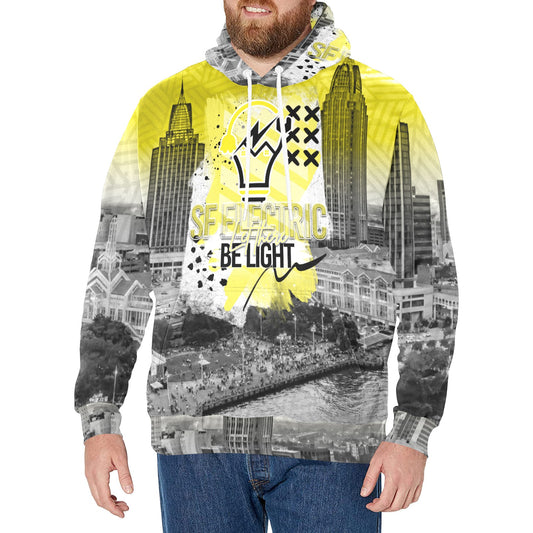 SF Electric City Scape Grunge Men's Long Sleeve Fleece Hoodie