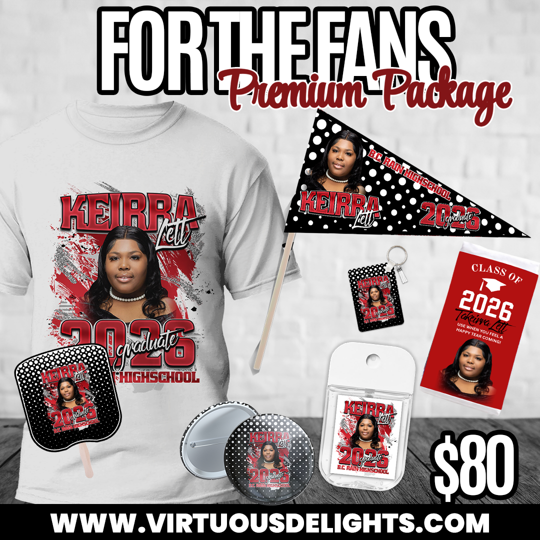 For the Fans Premium Graduation Bundle 🎓 | Parent Grad Package | Shirt, Fan, Pin, Keychain & Pennant Flag