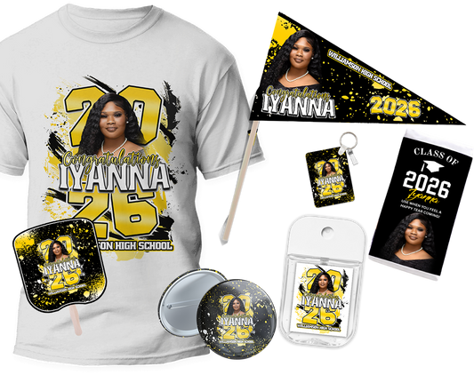 For the Fans Premium Graduation Bundle 🎓 | Parent Grad Package | Shirt, Fan, Pin, Keychain & Pennant Flag