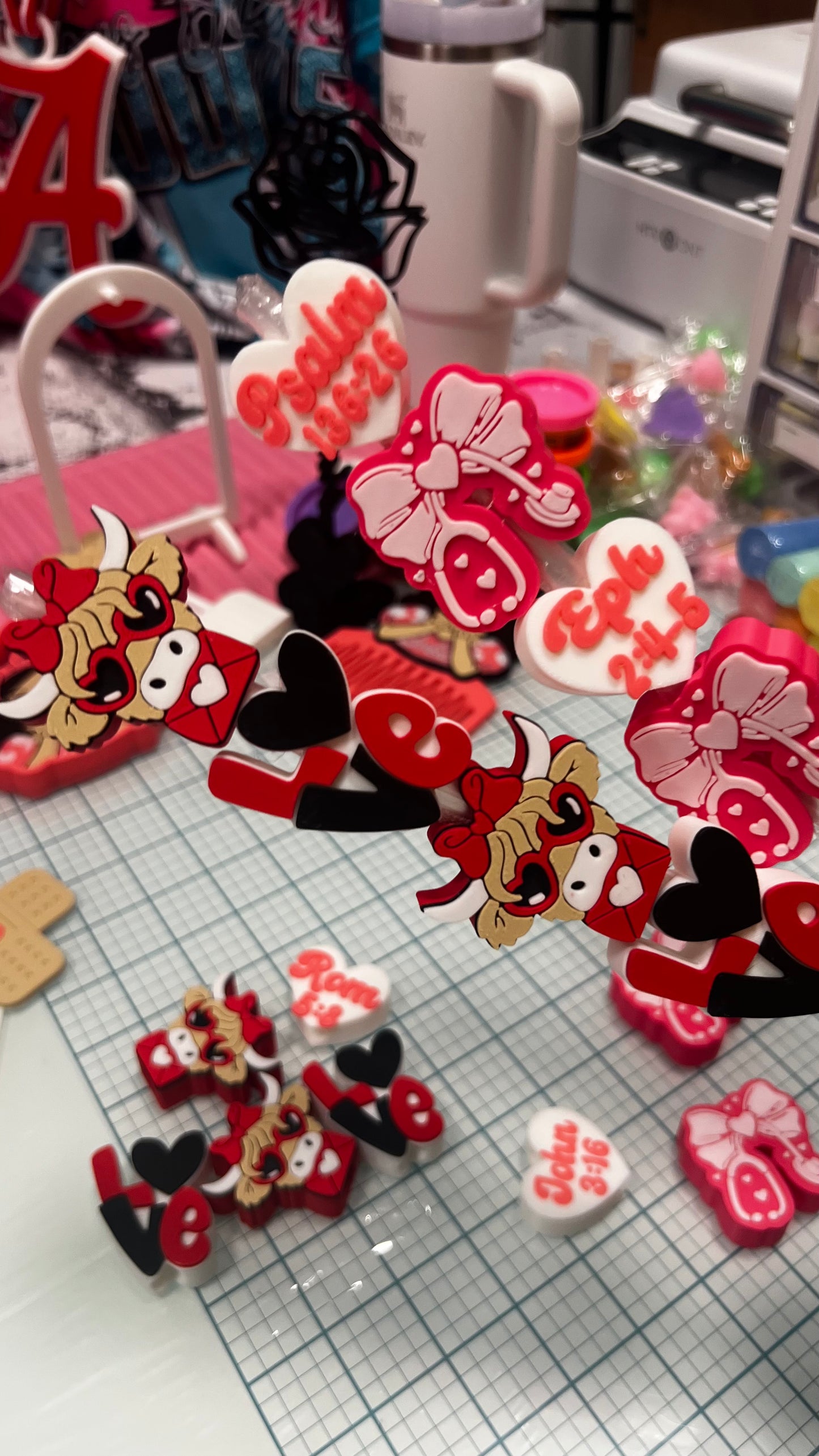 3D Straw Toppers Valentines Day