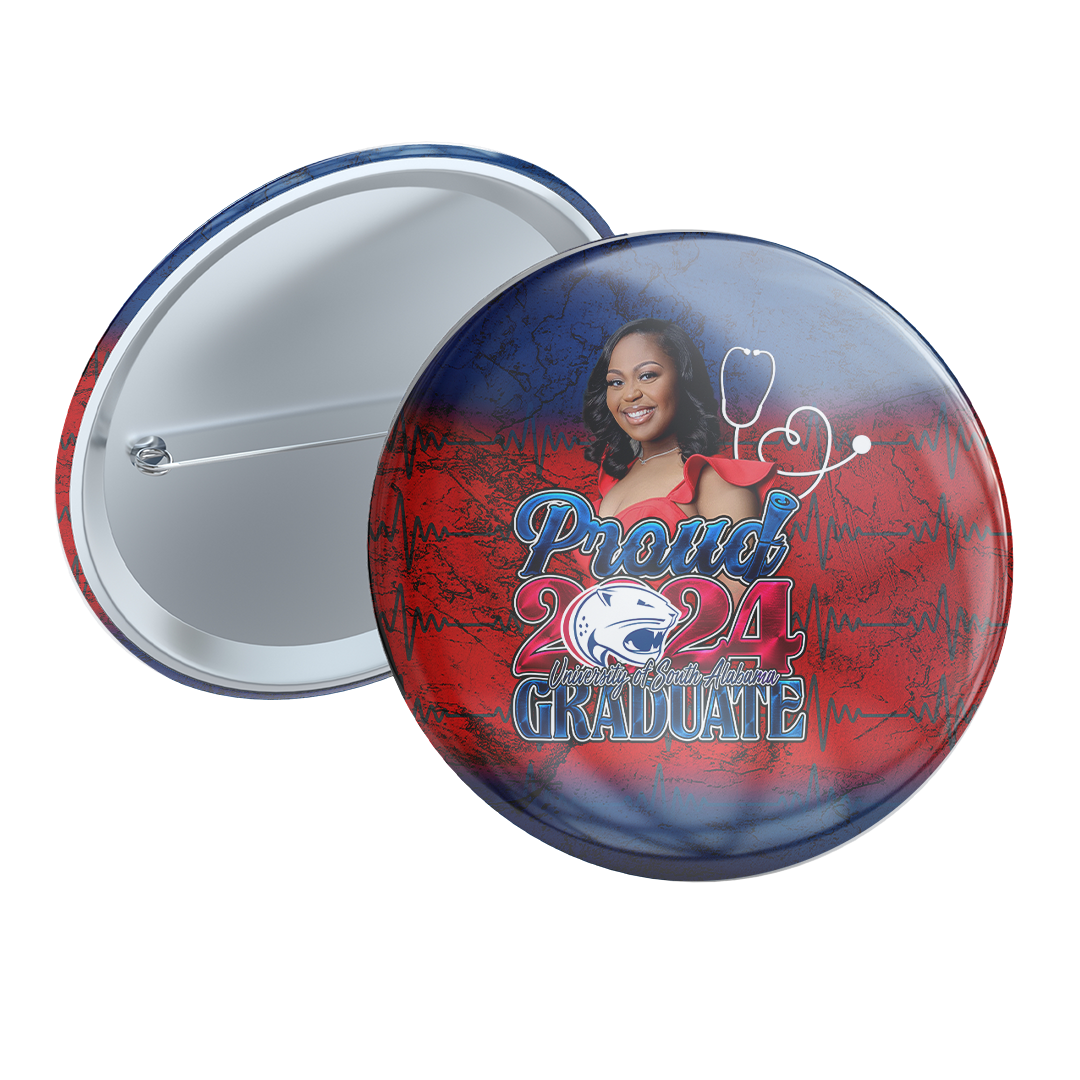 Graduation 2024 Custom Button Red White Blue – Virtuous Delights Studio