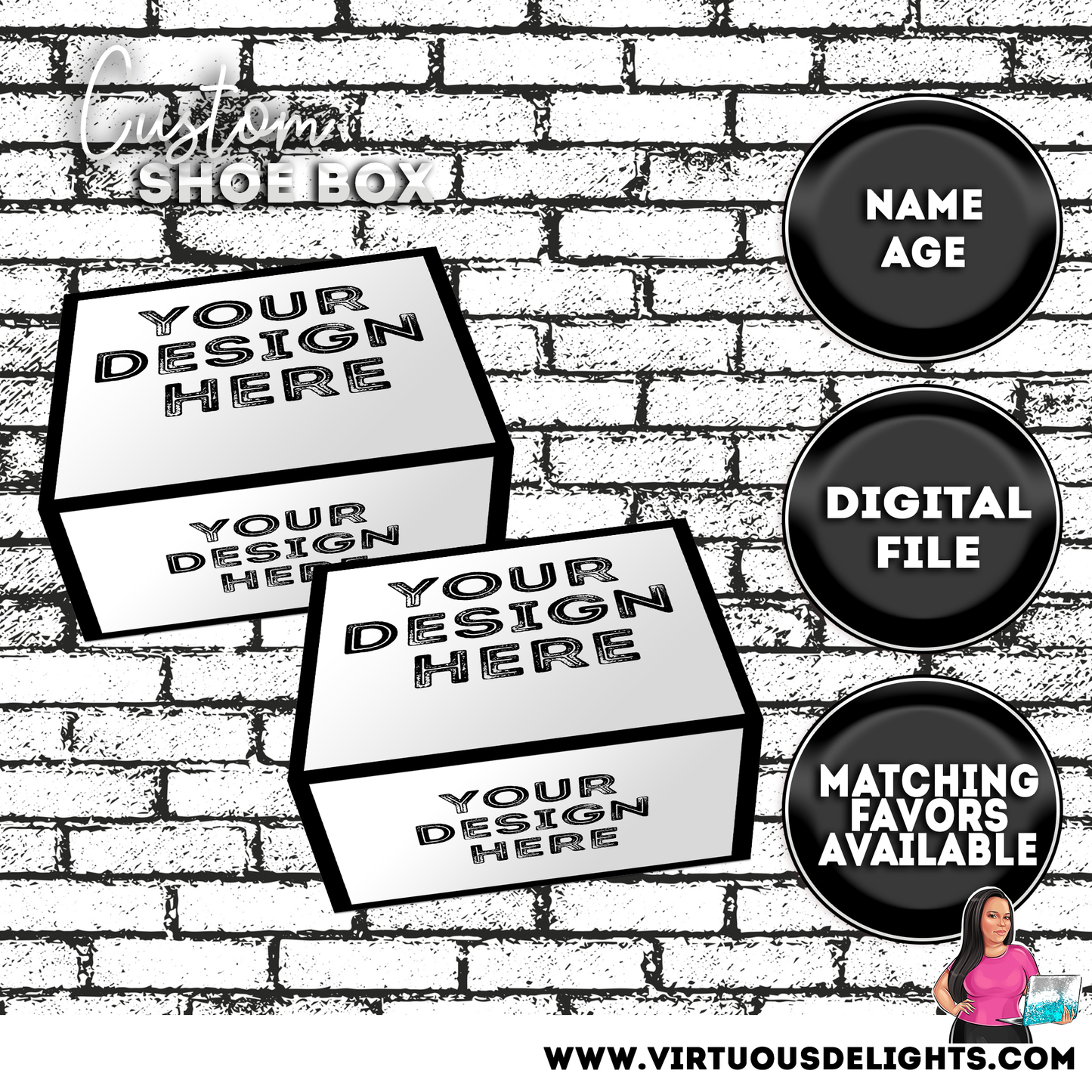 Birthday Shoe gift box with labels