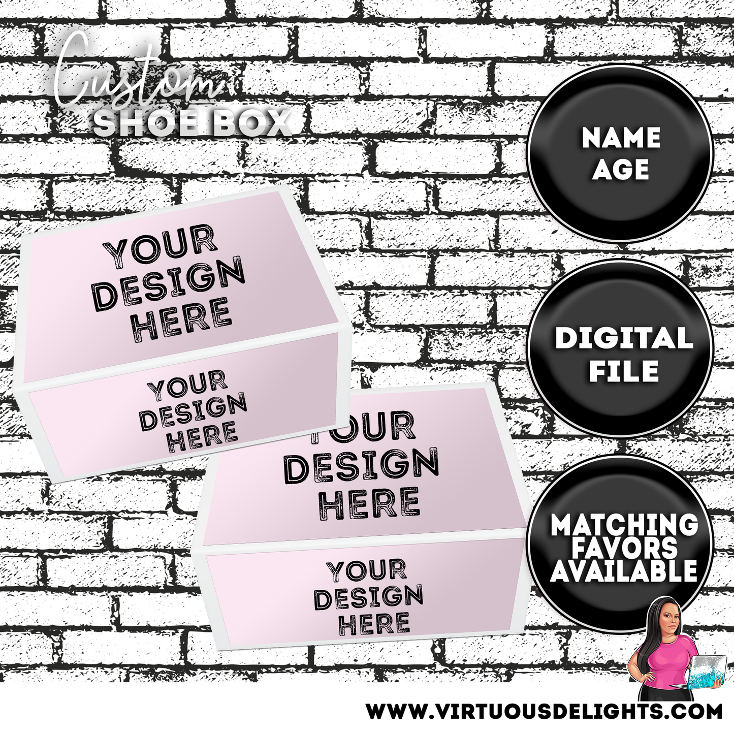 Birthday Shoe gift box with labels