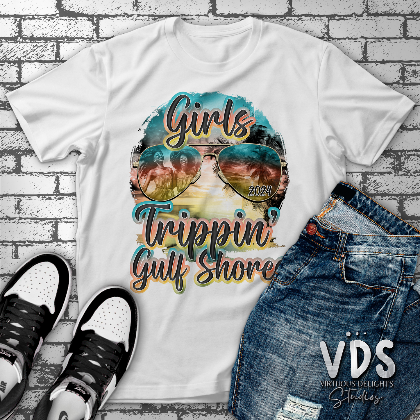 Custom Girls Trip Sunglasses Sublimation Print T-Shirt