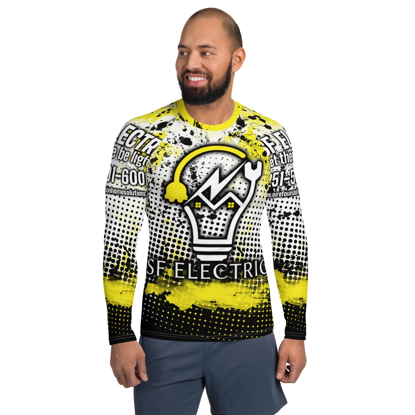 All-Over Print Men's Rash Guard-SF Electric