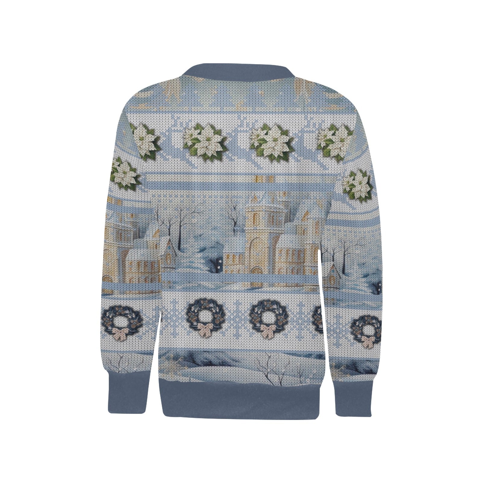 Merry Christmas Snow Princess Gold & Blue Ugly Christmas All Over Print Sweater