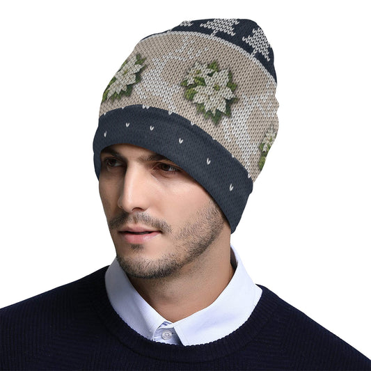 Have a Holly Dolly Christmas-Blue & Tan All Over Print Beanie for Adults
